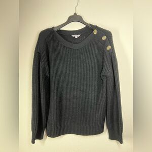 TIME and TRU Black Chunky Knit Boatneck Sweater Blouse Size XL/16-18